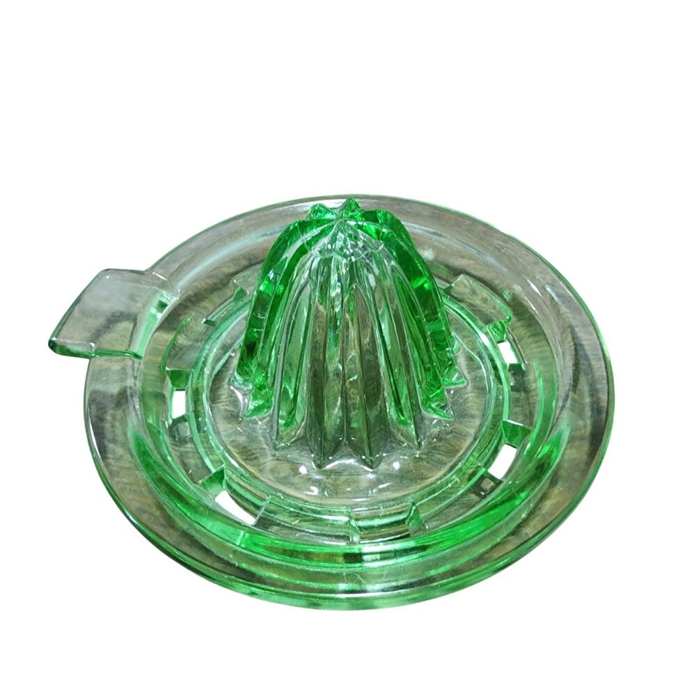 Vintage Green Glass Citrus Juicer Reamer | Depression Style | Manual Lemon Lime‎